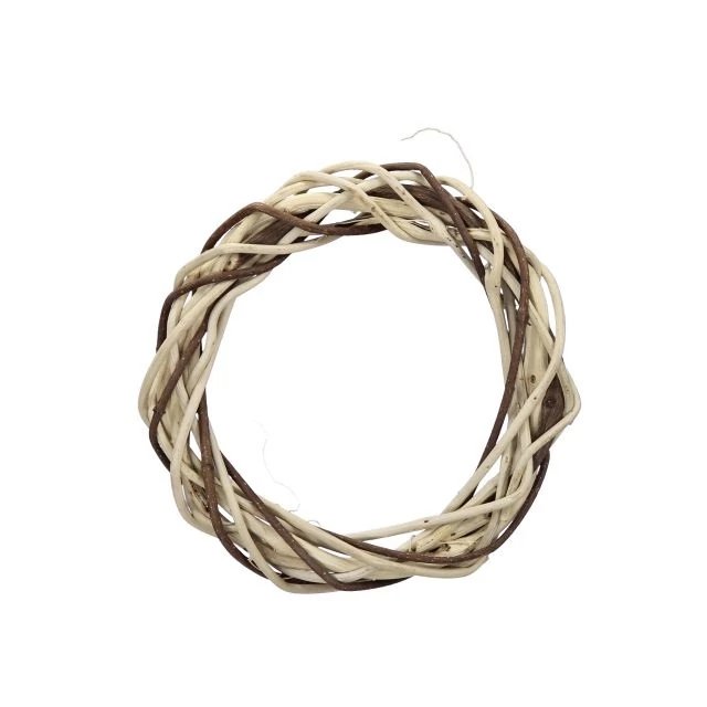 Vessző koszorú, 10 cm, barna, natúr, 10 db