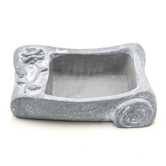 Kőtál rózsás cement 18x12x5 cm szürke