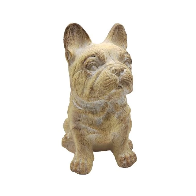 Ülő bulldog kutya, magnézia, bézs, 25x19x31 cm
