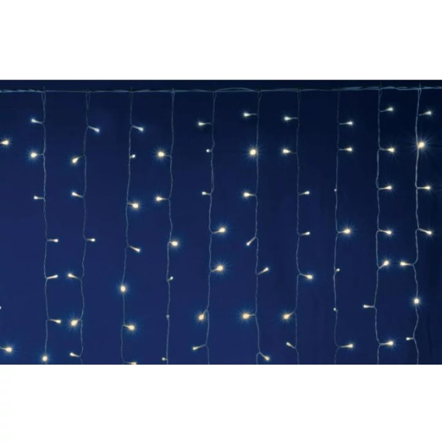 LED-es fényfüggöny, 2x2 m, 400 LED, sorolható, kültéri, beltéri, melegfehér