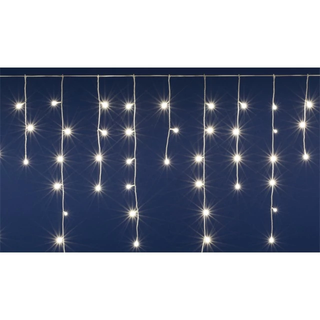 LED-es sorolható fényfüggöny, jégcsap, 400 LED, melegfehér, 10 m