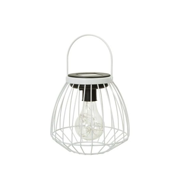 Lámpás fogantyúval LED-es szolár fém 16,5x15 cm fehér