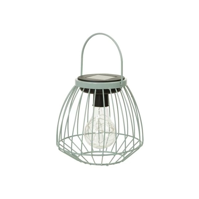 LED-es szolár lámpás fogantyúval fém menta 16,5x15 cm