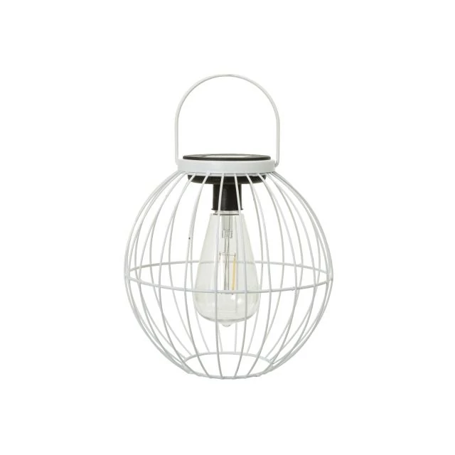 Lámpás fogantyúval LED-es szolár fém 19x19,5 cm fehér