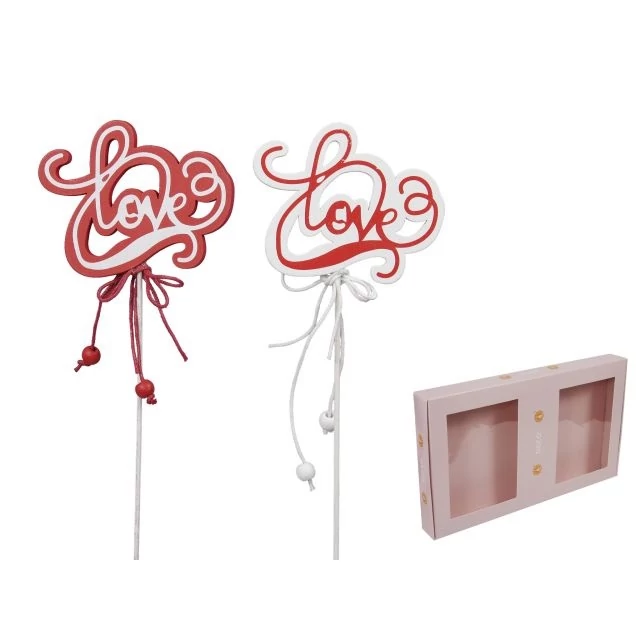 Love felirat fa betűzős piros, fehér 7,5×6 cm (18 db)