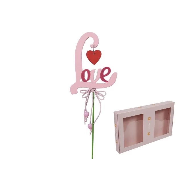 Love felirat fa betűzős rózsaszín, piros 7×8,5 cm (12 db)