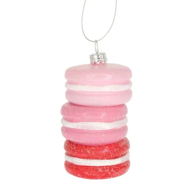 Akasztós macaron figura, 5,4x5,4x8,3 cm, rózsaszín