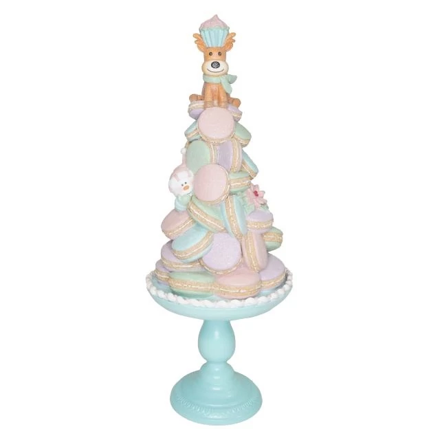 Macaron tál szarvassal és hóemberrel glitteres, poly 24x24x60 cm pasztell