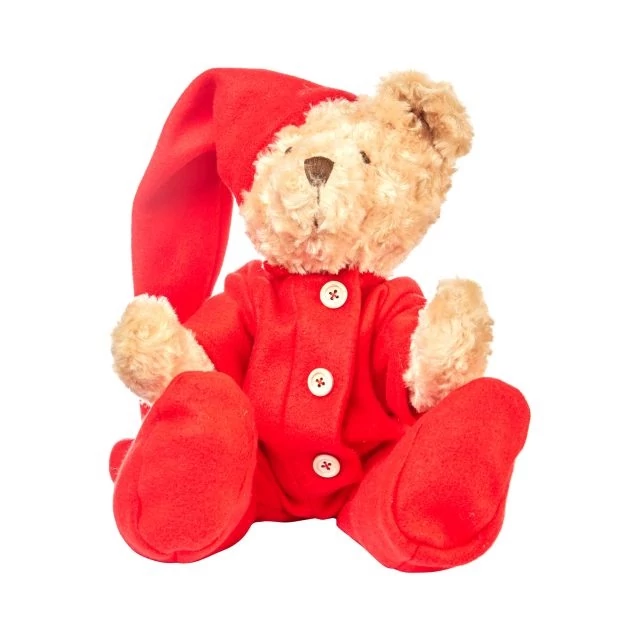 Maci pizsamában textil 40 cm piros