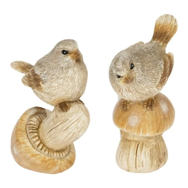 Madár gombán poly 5,5x3,5x7,2 cm barna, fehér 2 féle