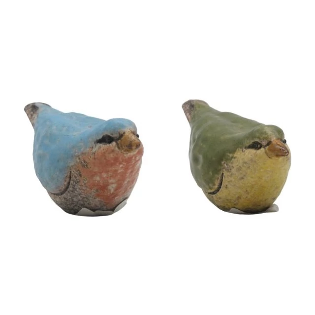 Kerámia madár, kék, zöld, 8,6x3,4x4,6 cm, 2 féle