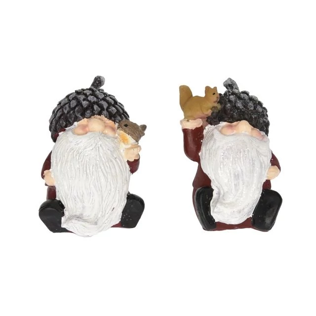 Álló manó makk kalappal, poly, bordó-fehér, 7x6,5x9 cm, 2 féle