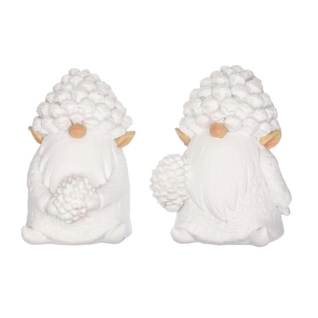 Glitteres manó tobozzal, poly, fehér, 9,5x8x13 cm, 2 féle