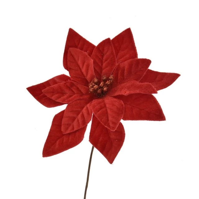 Betűzős Mikulásvirág, textil, 16 cm, piros