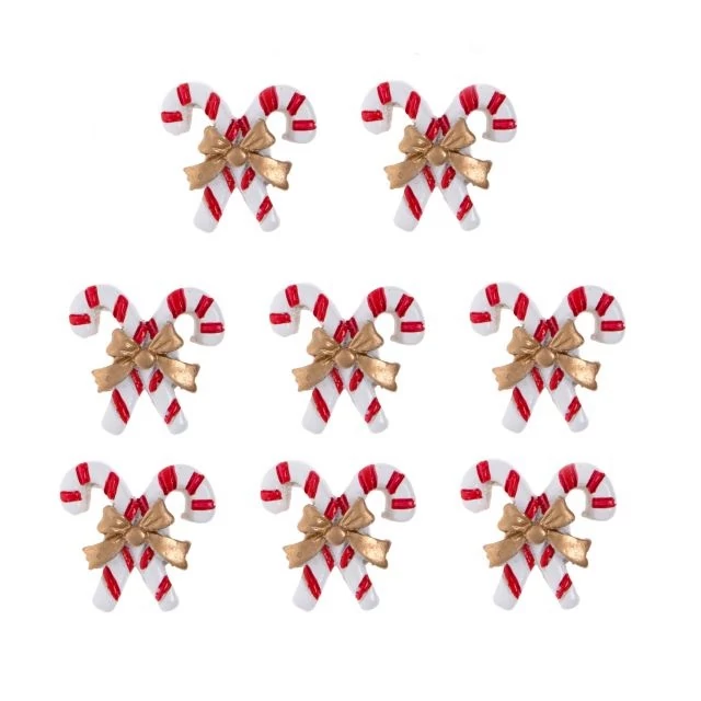 Öntapadós nyalóka, poly, 2,3x2,5x0,8 cm, fehér, piros, 8 db