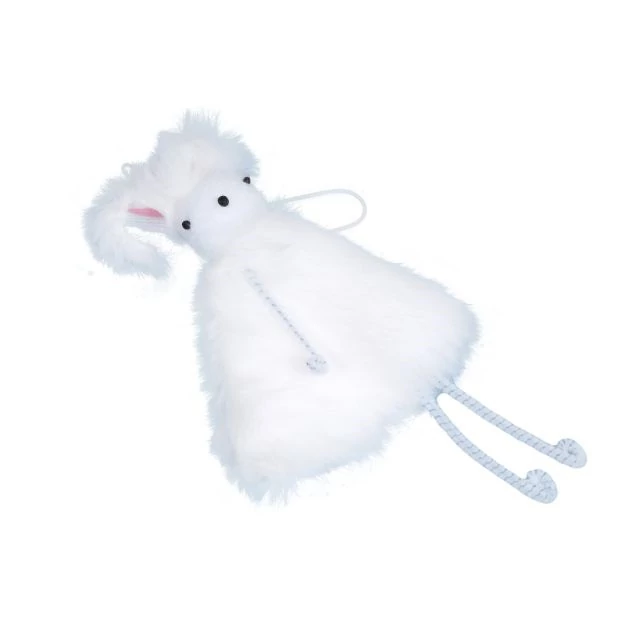 Akasztós textil nyúl, fehér, 13 cm, 6 db