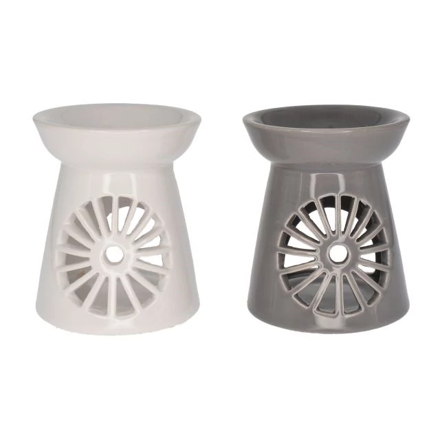 Kerámia párologtató kör mintával, 8,2x8,2x9,6 cm, fehér és szürke, 2 féle
