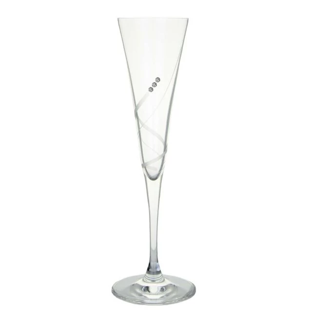 Üveg pezsgős pohár Swarovski kristállyal átlátszó 120 ml, 23x6 cm 2 db