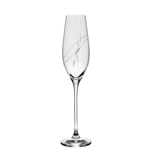 Üveg pezsgős pohár Swarovski kristállyal átlátszó 210 ml 6 db