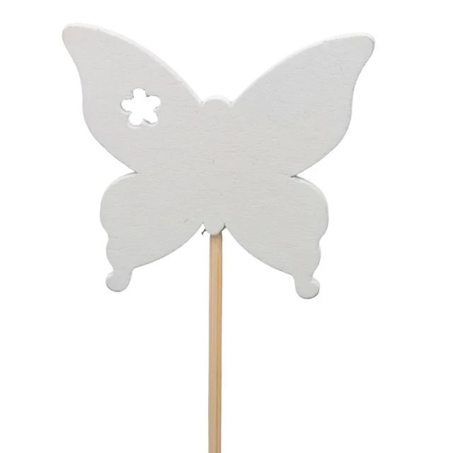 Betűzős fa pillangó, fehér, 7 cm, S/5