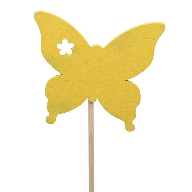Betűzős fa pillangó sárga 7 cm S