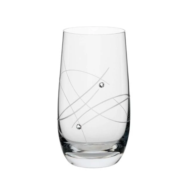 Üveg pohár Swarovski kristállyal, 390 ml, átlátszó, 6 db-os szett