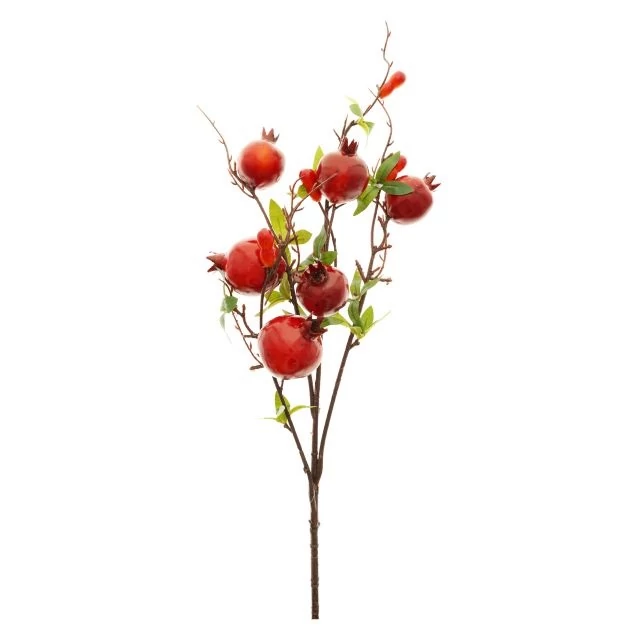 Selyemvirág ág gránátalma 90 cm zöld, piros