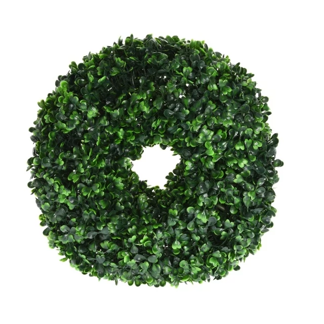 Selyemvirág buxus koszorú műanyag 28cm zöld