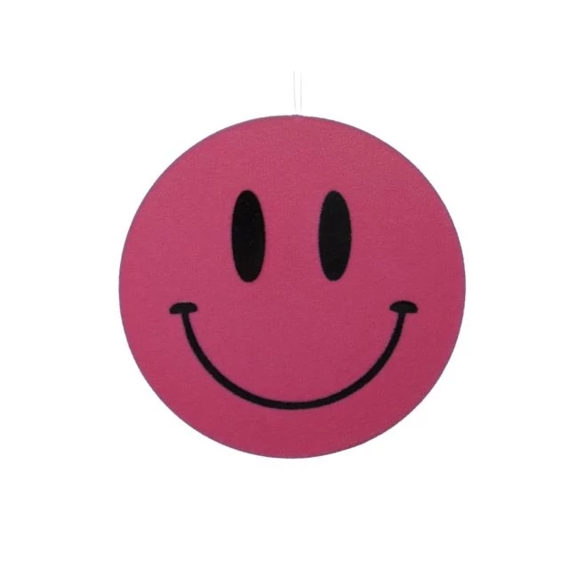 Flokkolt műanyag akasztós smiley pink 25 cm