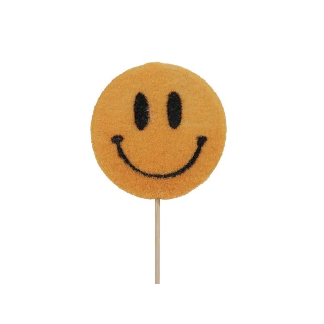 Flokkolt műanyag betűzős smiley narancssárga 8 cm (6 db)