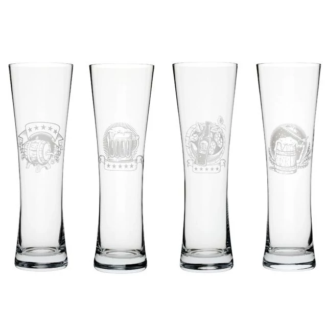 Üveg sörös pohár BLANC Swarovski kristállyal, 500 ml, átlátszó, 4 darabos szett