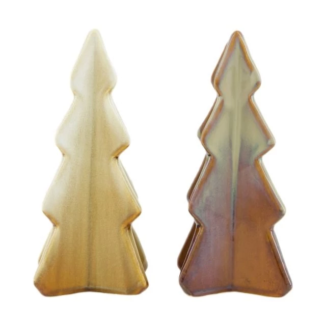 Stilizált kerámia fenyő 8x6x18,3 cm barna, krém (2 féle)