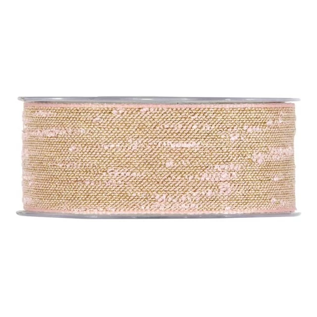 Textil szalag, csillogós, rózsaszín és arany, 38 mm x 10 m