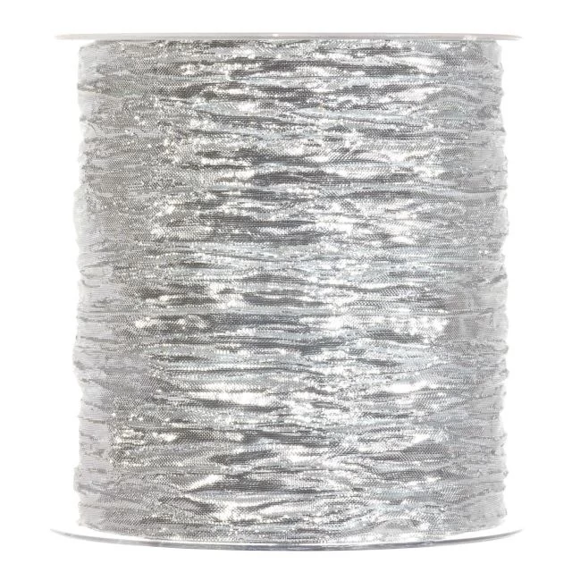 Gyűrt, csillogós textil szalag 100 mm x 10 m ezüst