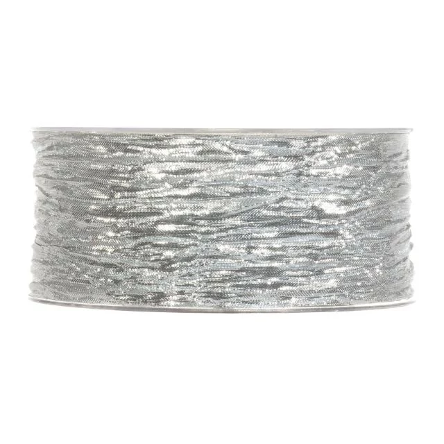 Gyűrt, csillogós textil szalag 38 mm x 10 m ezüst
