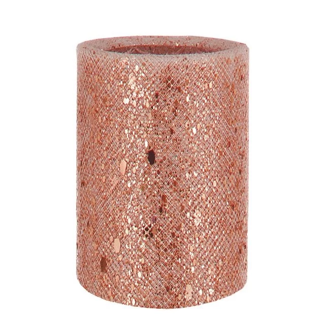 Tüll szalag, glitteres, bronz, 14 cm x 50 m