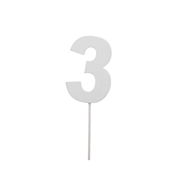 Betűzős szám 3-as, fa, 7 cm, fehér, 10 db