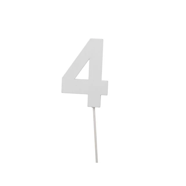 Betűzős szám 4-es, fa, 7 cm, fehér, 10 db