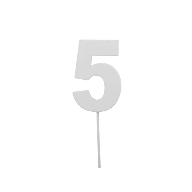 Betűzős szám 5-ös, fa, 7 cm, fehér, 10 db