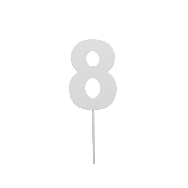 Betűzős szám 8-as, fa, 7 cm, fehér, 10 db