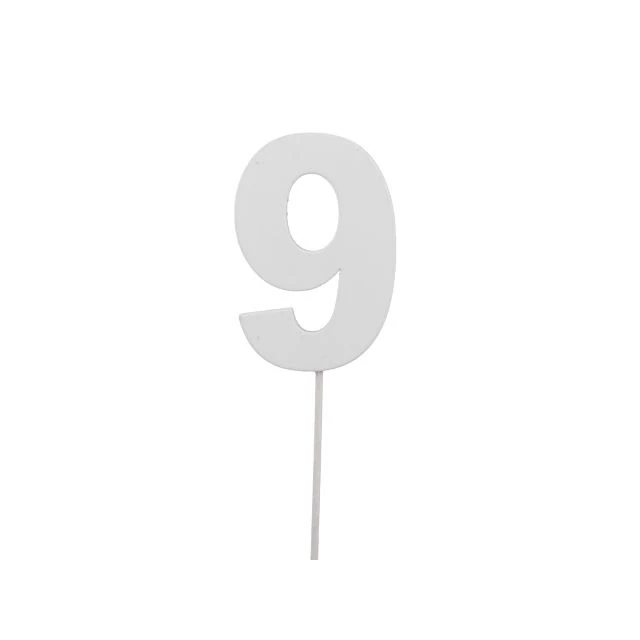 Betűzős szám 9-es, fa, 7 cm, fehér, 10 db