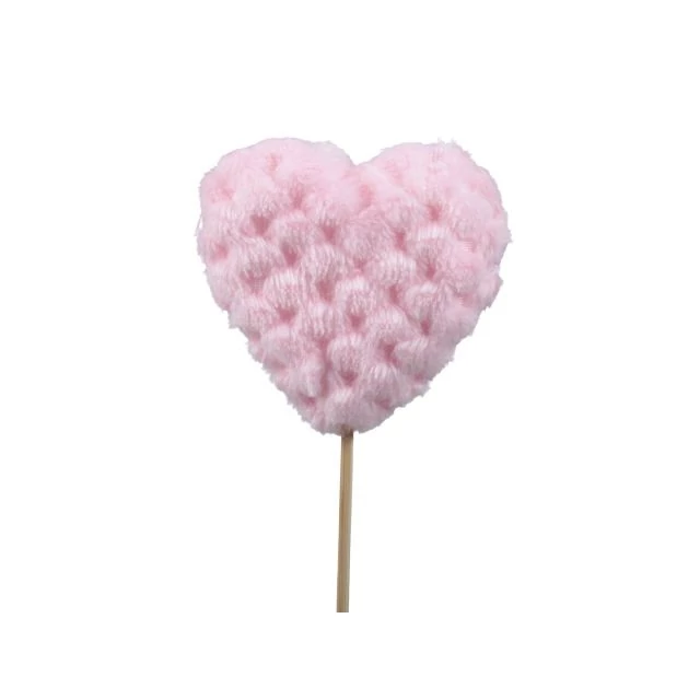 Betűzős textil szív, rózsaszín, 7 cm, 6 db