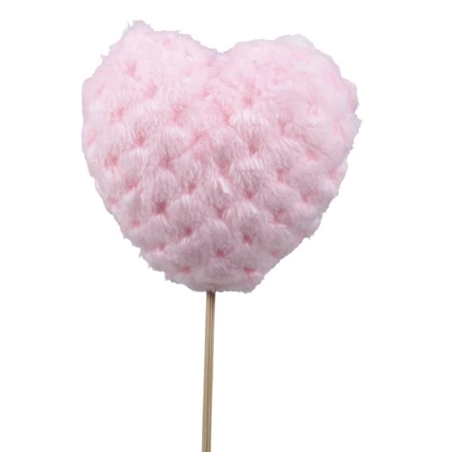 Betűzős plüss szív, textil 8 cm rózsaszín 4 db