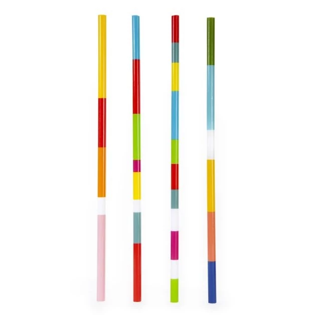 Színes, colorblock műanyag szívószál, újrahasználható 12 db