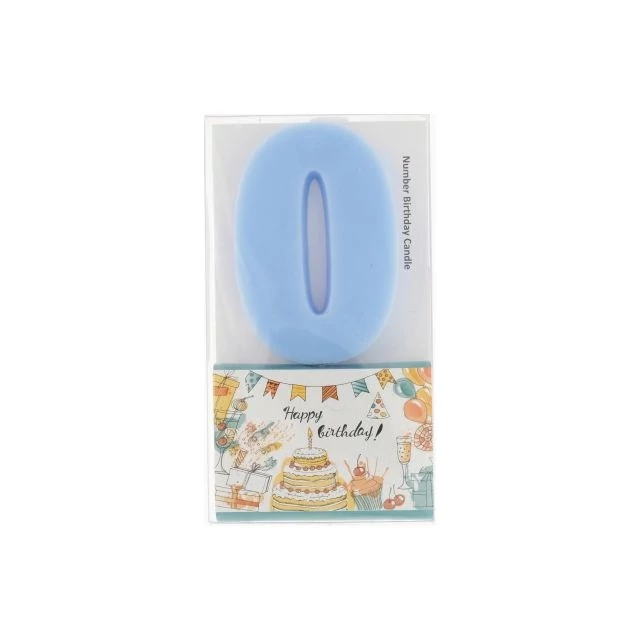 Szülinapi számgyertya 0-ás paraffin 6 cm kék