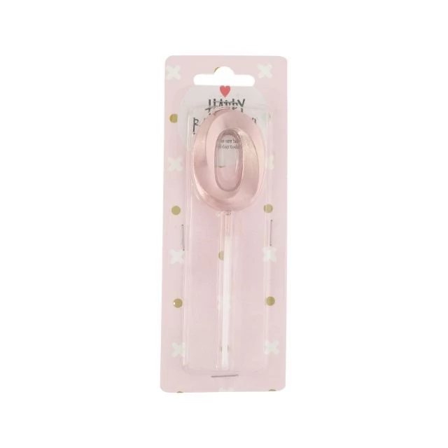 Szülinapi számgyertya 0-s betűzős paraffin 5 cm rosegold