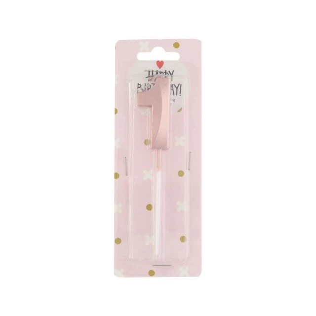 Betűzős szülinapi számgyertya 1-es paraffin 5 cm rosegold
