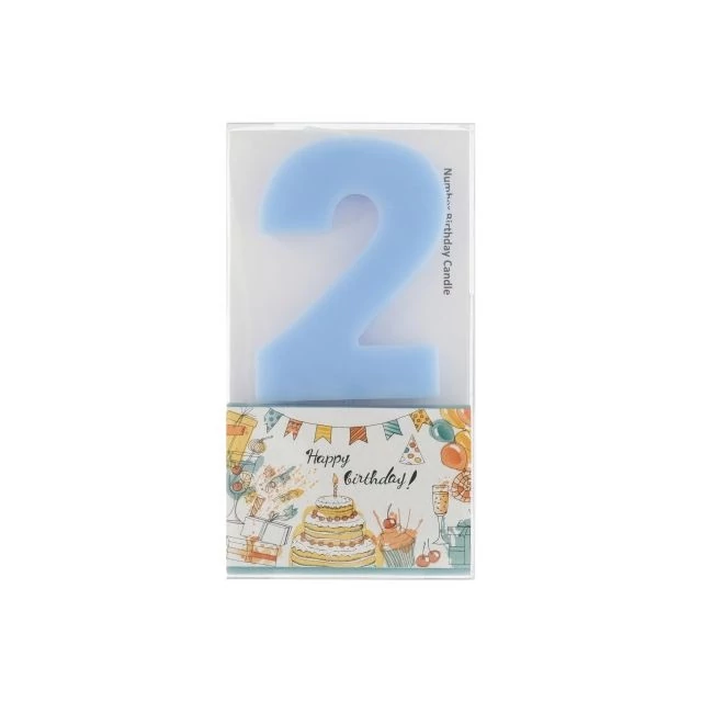 Szülinapi számgyertya 2-es paraffin 6 cm kék
