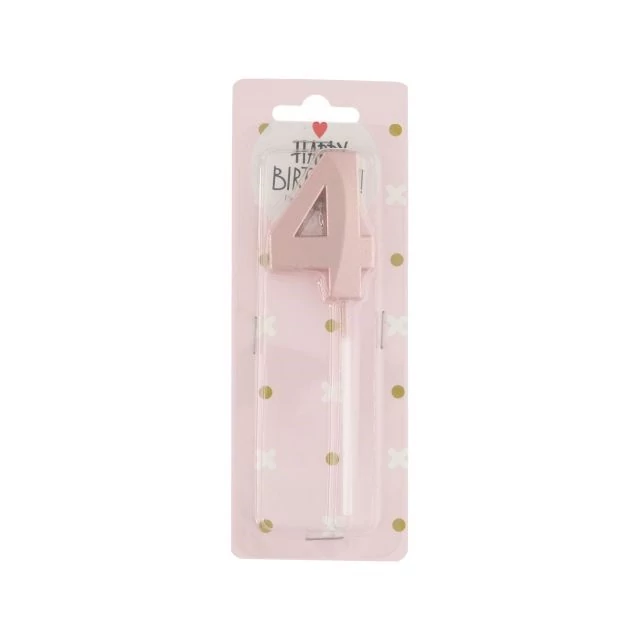 Szülinapi számgyertya 4-es betűzős paraffin 5 cm rosegold
