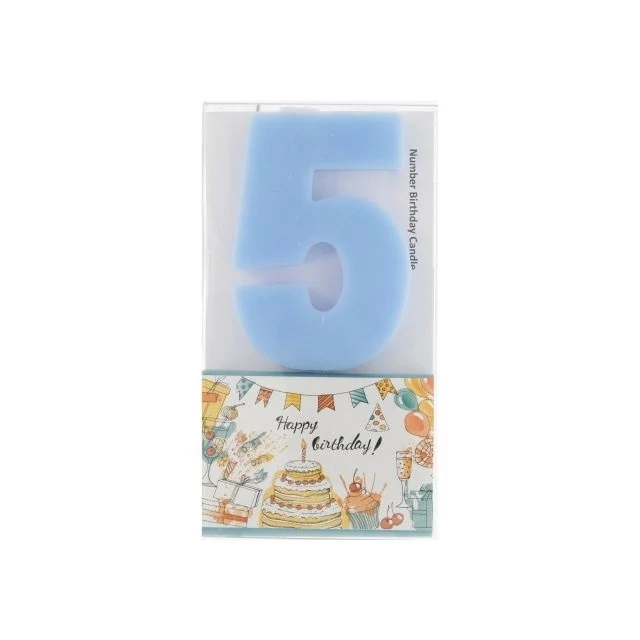 Szülinapi számgyertya 5-ös paraffin 6 cm kék